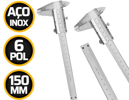 Imagem de Paquimetro Manual Universal Analogico 150mm Aço Inox Mtx