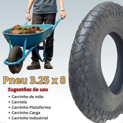 Imagem de Par 2 Pneus Carrinho De Mao Carriola Carga 3258 Sem Camara