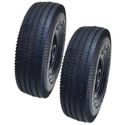 Imagem de Par 2 Pneus Com roda E Câmara Aro 3.50 4 Carrinho Carga 100kg