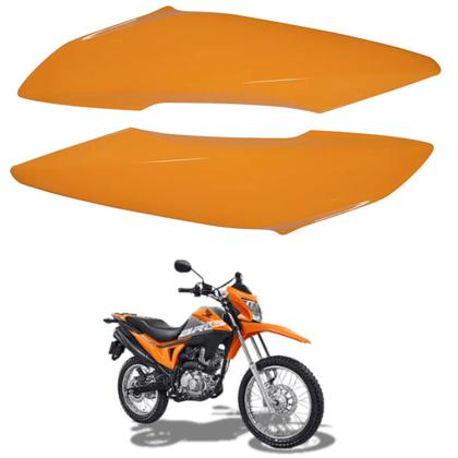 Imagem de Par aba tanque aleta asa tampa lateral honda nxr bros 160 laranja 2019