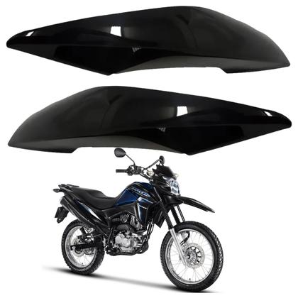 Imagem de Par aba tanque aleta asa tampa lateral honda nxr bros 160 preto brilho 2015 - 2021