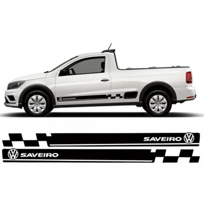 Imagem de Par Adesivo Faixa Lateral Saveiro G2 G3 G4 G5 G6 G7 - Preto