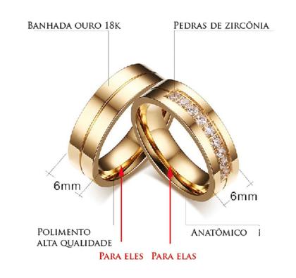 Imagem de PAR Alianças Banhada Ouro 18k Casamento Tradicional Noivado Anel