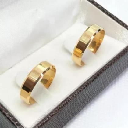 Imagem de Par alianças de ouro 18k 4mm 4 gramas Casamento + Anel de noivado