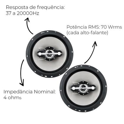 Imagem de Par Alto Falantes Automotivos 6 Polegadas Quadriaxial Cinza 140W Leson Resistente Fácil Instalação Para Porta