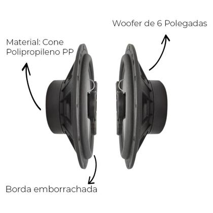 Imagem de Par Alto Falantes Automotivos 6 Polegadas Quadriaxial Cinza 140W Leson Resistente Fácil Instalação Para Porta