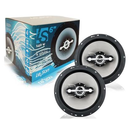 Imagem de Par Alto Falantes Automotivos 6 Polegadas Quadriaxial Cinza 140W Leson Resistente Fácil Instalação Para Porta