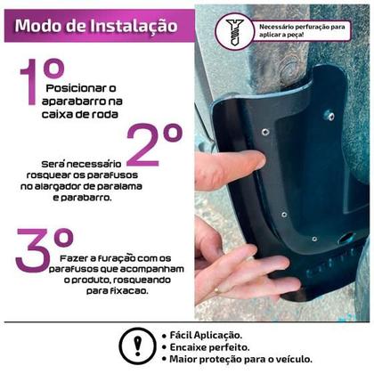 Imagem de Par Aparabarro Traseiro Ranger Sem Alargador 1994 a 2000 2001 2002 2003 2004 2005 2006 2007 2008 2009 2010 2011 2012 Flap Lameiro