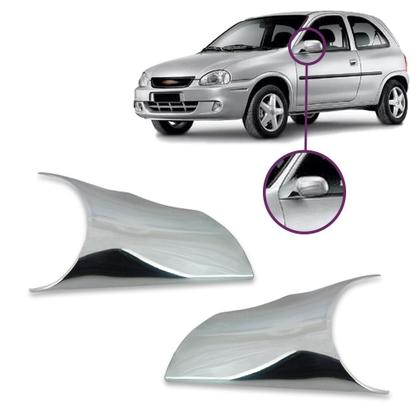 Imagem de Par Aplique Cromado Base do Retrovisor Corsa Hatch Sedan G1 1994 1995 1996 1997 1998 1999 2000 2001