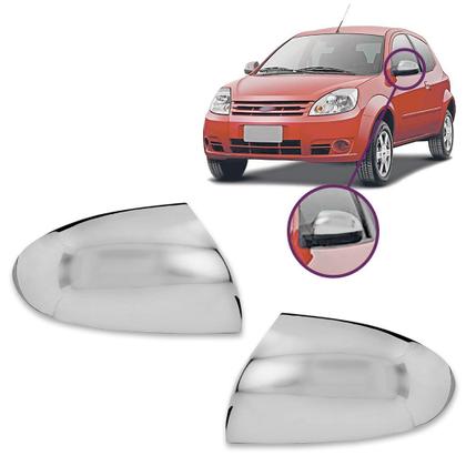 Imagem de Par Aplique Cromado Capa Retrovisor Fiesta Rocam 2002 2003 2004 2005 2006 2007 2008 2009 2010 2011