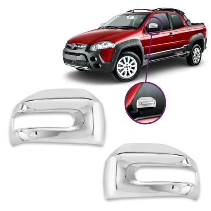 Imagem de Par Aplique Cromado Capa Retrovisor Idea Adventure 07/10 Palio Weekend 09/16 Strada Adventure 07/19
