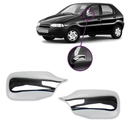 Imagem de Par Aplique Cromado Capa Retrovisor Palio G1 1996 1997 1998 1999 2000 Uno Fire 2001 2002 2003 2004