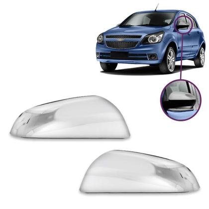 Imagem de Par Aplique Cromado para Capa Retrovisor Agile 2010 a 2014 Montana G2 2011 a 2021