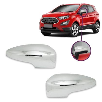 Imagem de Par Aplique Cromado para Capa Retrovisor Ecosport 2013 2014 2015 2016 2017 Com Pisca
