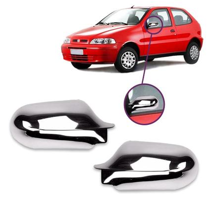 Imagem de Par Aplique Cromado para Capa Retrovisor Palio G2 2000 a 2006 Uno Fire Flex 2006 a 2013