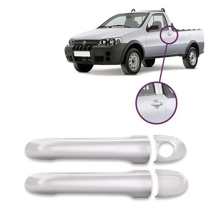 Imagem de Par Aplique Cromado para Maçaneta Externa Palio Strada G3 G4 2005 a 2020 Novo Strada G5 2021 2P