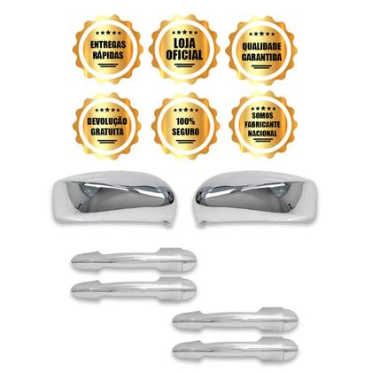 Imagem de Par Aplique Retrovisor + Jogo Aplique Maçaneta Kit Cromado Stilo 2003 a 2011 4 Portas