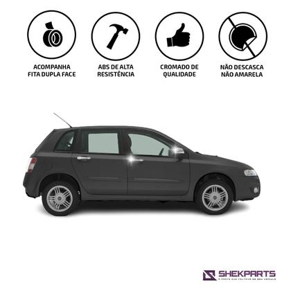 Imagem de Par Aplique Retrovisor + Jogo Aplique Maçaneta Kit Cromado Stilo 2003 a 2011 4 Portas