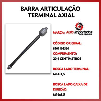 Imagem de Par Barra Braço Articulação Terminal Axial Dianteira Renault Oroch 2016 2017 2018 2019 2020