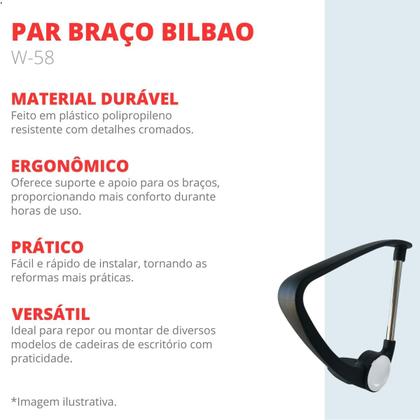 Imagem de Par Braços Bilbão Cadeira Presidente W-58 Acabamento Cromado