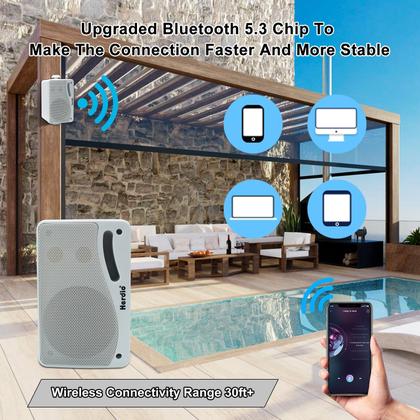 Imagem de Par branco de 3 vias de alto-falantes Bluetooth externos Herdio 3.5 200W