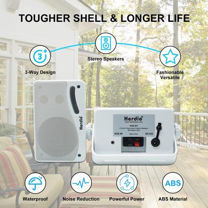 Imagem de Par branco de 3 vias de alto-falantes Bluetooth externos Herdio 3.5 200W