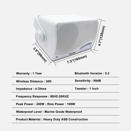 Imagem de Par branco de 3 vias de alto-falantes Bluetooth externos Herdio 3.5 200W