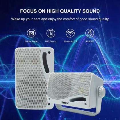 Imagem de Par branco de 3 vias de alto-falantes Bluetooth externos Herdio 3.5 200W