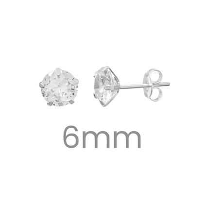 Imagem de Par Brinco Prata 925 Legítima Pedra Zircônia 6mm Masculino