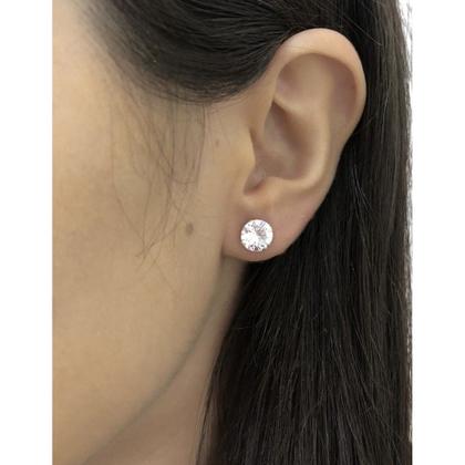 Imagem de Par Brinco Prata 925 Legítima Pedra Zircônia 7mm Masculino