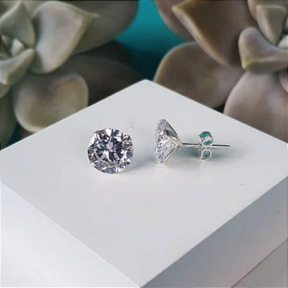 Imagem de Par Brinco Prata 925 Legítima Pedra Zircônia 7mm Masculino