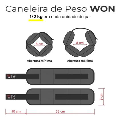 Imagem de Par Caneleira De Peso 0,5Kg Básica WON Funcional Exércicio Academia Musculação Treino Fitness