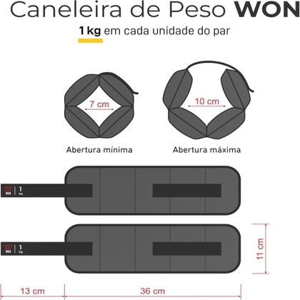 Imagem de Par Caneleira De Peso 1Kg Básica WON Funcional Exércicio Academia Musculação Treino Fitness