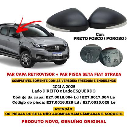 Imagem de Par Capa Retrovisor Pisca Seta Fiat Strada 2021 2022 2023 2024 2025 Preto Fosco