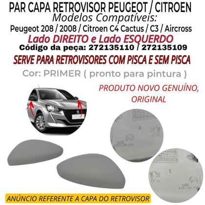 Imagem de Par Capa Retrovisor Primer Citroen C3 Aircross 2024 2025 Para Pintura Original