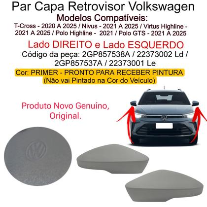 Imagem de Par Capa Retrovisor Primer Volkswagen Polo GTS 2021 2022 2023 2024 2025 Primer Original