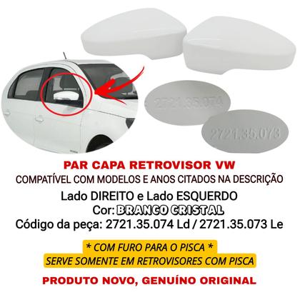 Imagem de Par Capa Retrovisor Voyage 2013 2014 2015 2016 2017 2018 2019 2020 2021 2022 2023 Branco Cristal Com Furo