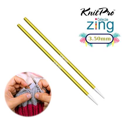 Imagem de Par de Agulhas Intercambiáveis Tricô KnitPro Zing 3.50mm