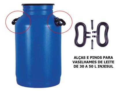 Imagem de Par de alças com pinos vasilhame leite de 30 a 50 l injesul