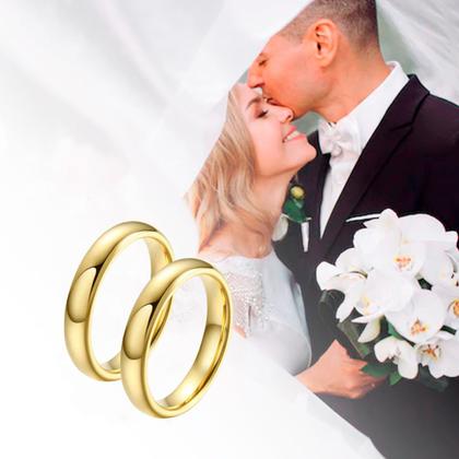 Imagem de Par De Alianças 4mm Ouro 18k Casamento Noivado Tungstênio