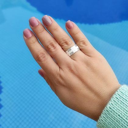 Imagem de Par De Alianças Compromisso Prata 950 2 Frisos 8mm Solitário