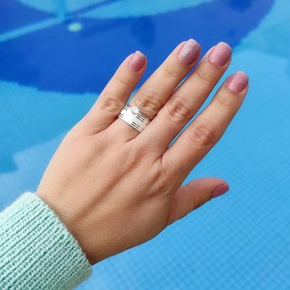 Imagem de Par De Alianças Compromisso Prata 950 2 Frisos 8mm Solitário