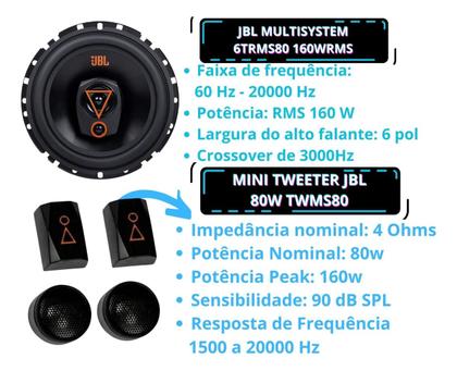Imagem de Par de Alto Falantes JBL 6TRMS80 160W + Par Mini Tweeters 1TWMS80 160W
