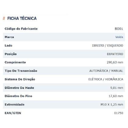 Imagem de Par de Bieleta L/D L/E Bi001 Argo Cronos Pulse Strada