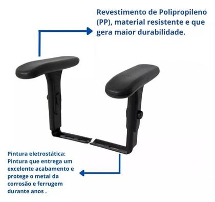 Imagem de Par de Braços Reguláveis Preto para Cadeira de Escritório 5 Níveis Ref. 5100111 BELLA CHAIR