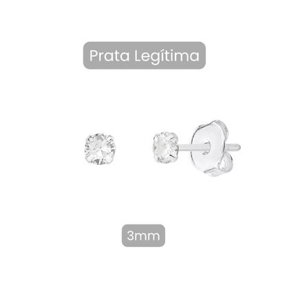 Imagem de Par De Brinco Pequeno Prata 925 Legítima Ponto de Luz 3mm