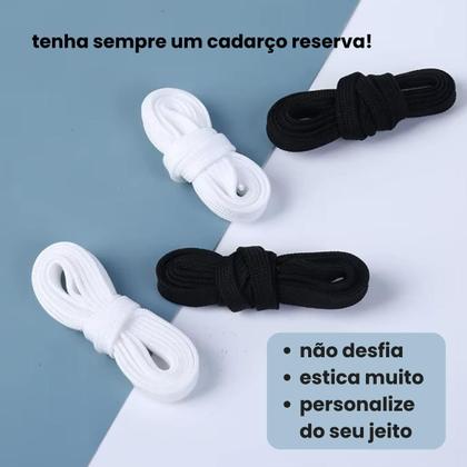 Imagem de Par De Cadarço Achatado Elástico 1 Metro Para Tênis Sapato