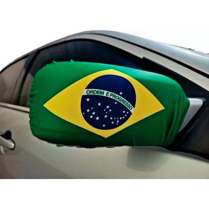Imagem de Par de Capas Bandeira do Brasil Para Retrovisor Ajustável
