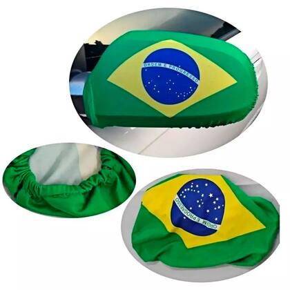 Imagem de Par de Capas Bandeira do Brasil Para Retrovisor Ajustável