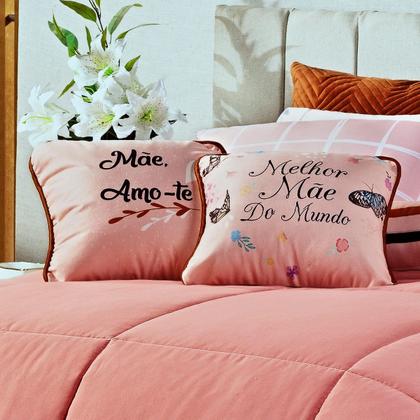 Imagem de Par de Capas de Almofadas Mamma Amore Rosê 45cm x 45cm - Tecido Suede